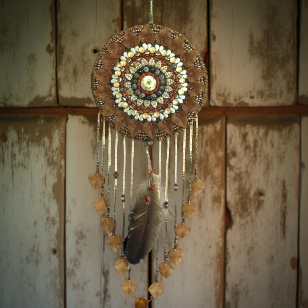 Bead Embroidered Art Meditation Mandala Wall Hanging